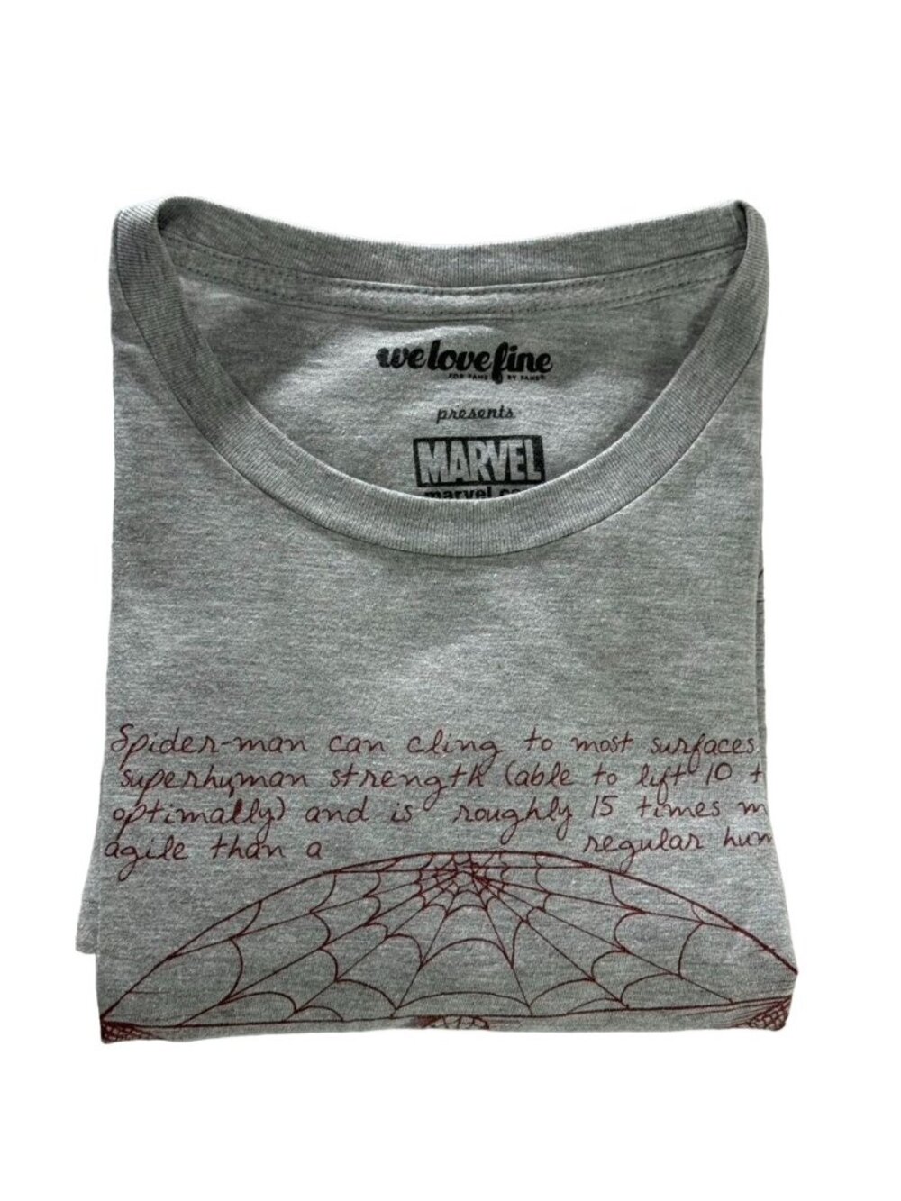 WE LOVE FINE Marvel Spider-Man Men's T-Shirt Vitruvian Gray Cotton Blend Size XL